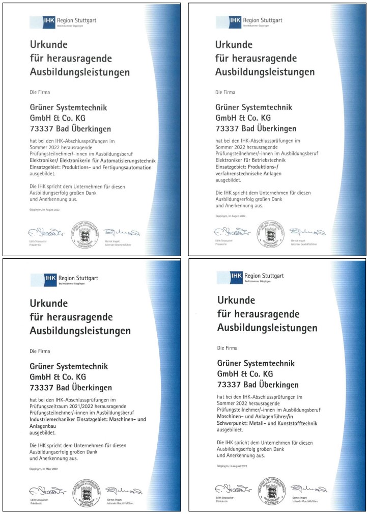 Zahlreiche IHK-Auszeichnungen für die Grüner-Auszubildenden